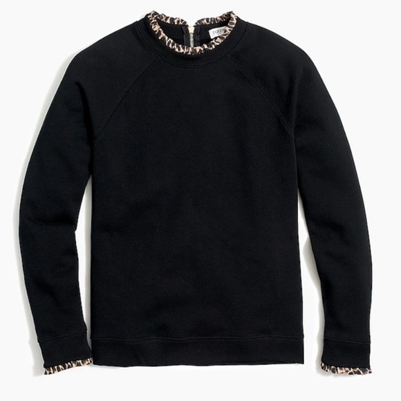 J. Crew Leopard Trim Sweatshirt - Picture 2 of 7